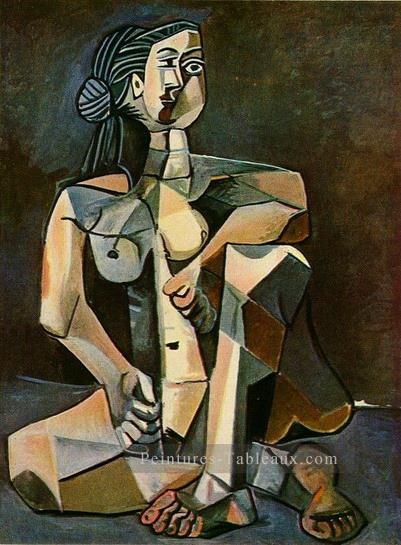 Femme accroupie nue 1956 cubiste Pablo Picasso Peintures à l'huile